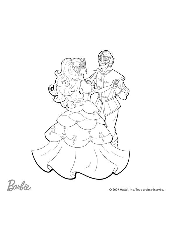 coloriage barbie danse avec le prince